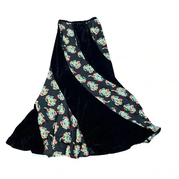Free people floral satin and velvet mermaid maxi skirt size 4 - Picture 10 of 10